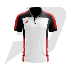 Custom Polo T-Shirt White Body with Red & Black Design