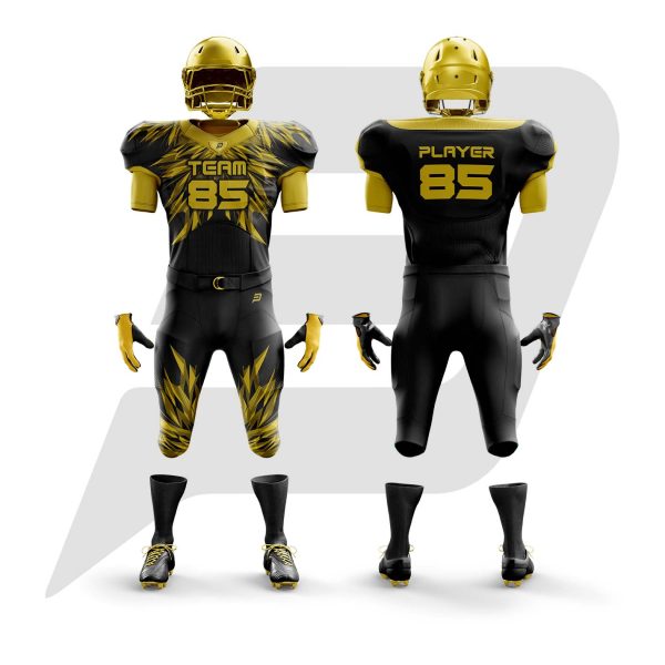 Custom Football Uniform Black Body With Golden Design