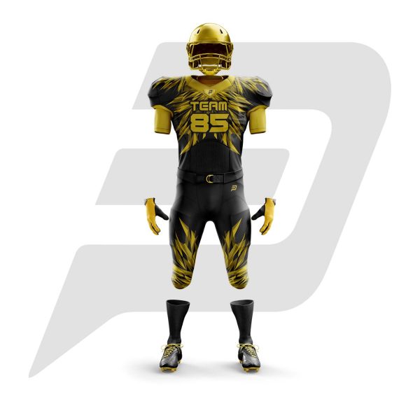 Custom Football Uniform Black Body With Golden Design