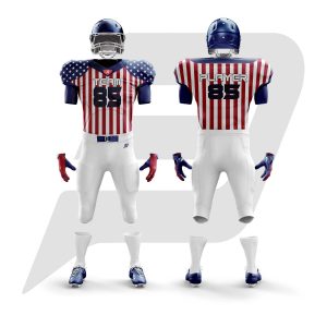 Custom Football Uniform American Flag Jersey Design With White Pant
