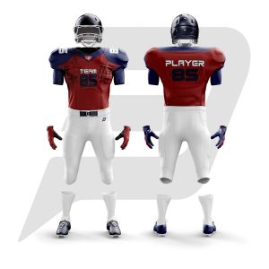 Custom Football Uniform Blue & Red Jersey Design With White Pant