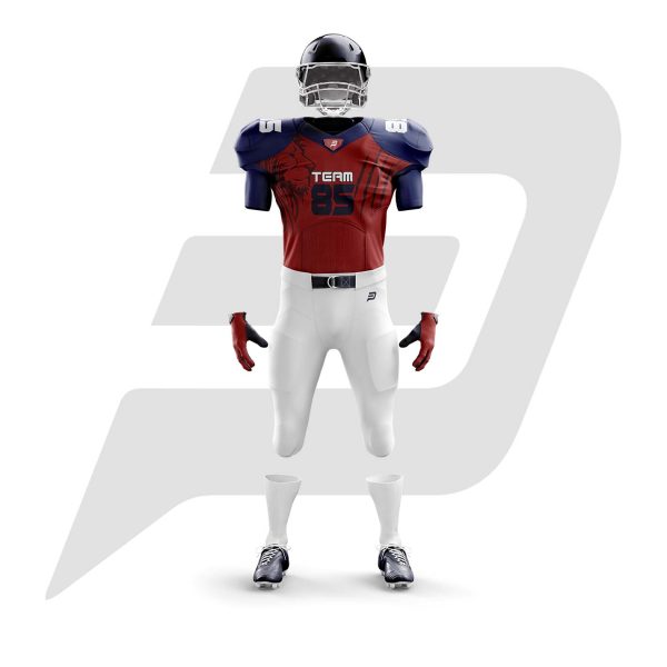 Custom Football Uniform Blue & Red Jersey Design With White Pant