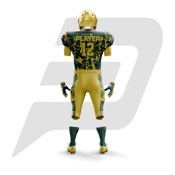 Custom Football Uniform Golden Body With Green Sublimation Design
