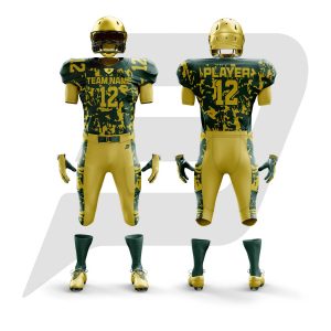 Custom Football Uniform Golden Body With Green Sublimation Design