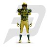 Custom Football Uniform Golden Body With Green Sublimation Design
