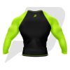 Custom Rash Guard- Compression Shirt Black Body Green Sleeves Full Sleeves