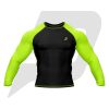 Custom Rash Guard- Compression Shirt Black Body Green Sleeves Full Sleeves