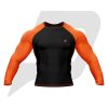 Custom Rash Guard- Compression Shirt Black Body Orange Sleeves Full Sleeves