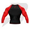 Custom Rash Guard- Compression Shirt Black Body Red Sleeves Full Sleeves