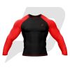 Custom Rash Guard- Compression Shirt Black Body Red Sleeves Full Sleeves