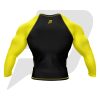 Custom Rash Guard- Compression Shirt Black Body Yellow Sleeves Full Sleeves
