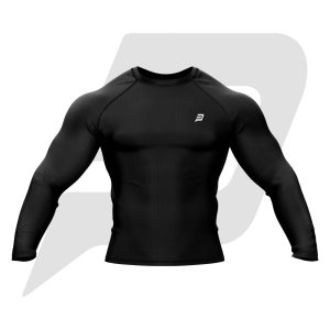 Custom Rash Guard- Compression Shirt Black Body Full Sleeves