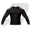 Custom Rash Guard- Compression Shirt Black Body With Red Interlocked Flat Seams Full Sleeves