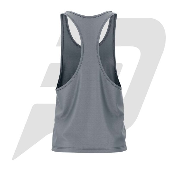 Custom GYM Tank Top For Men Grey Back custom gym tank top, custom tank top, custom gym tank top for men