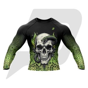 Custom Rash Guard- Compression Shirt Snake & Skull Sublimation Design Full Sleeves
