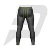 Custom Men Compression Pant Black Color With Green Interlocked Flat Seams