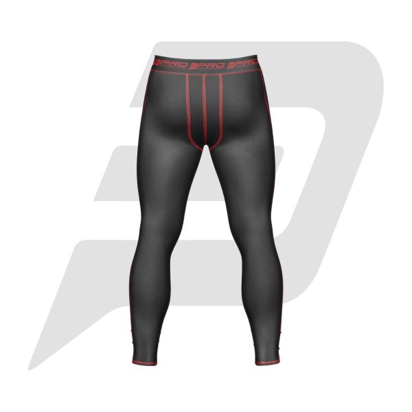 Custom Men Compression Pant Black Color With Red Interlocked Flat Seams