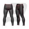 Custom Men Compression Pant Black Color With Red Interlocked Flat Seams