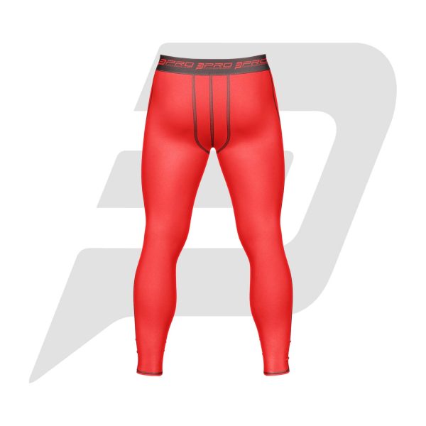 Custom Men Compression Pant Black Color With Red Interlocked Flat Seams & Waist Band