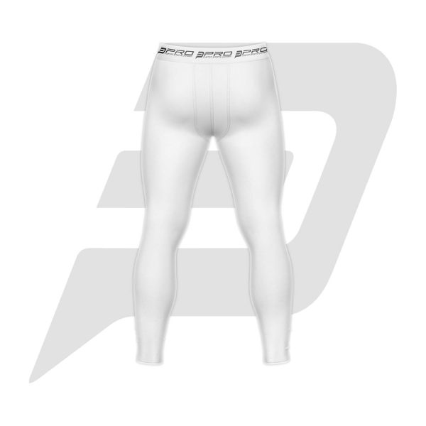 Men Compression Pant White Body Back View