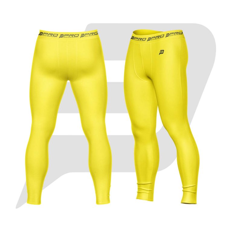 Custom Men Compression Pant Yellow Color