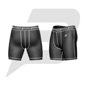 Custom Men Compression Short Black Color With White Interlocked Flat Seams