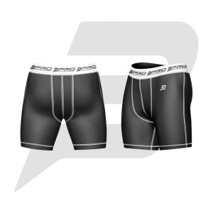 Custom Men Compression Short Black Color With White Interlocked Flat Seams & Wait Band