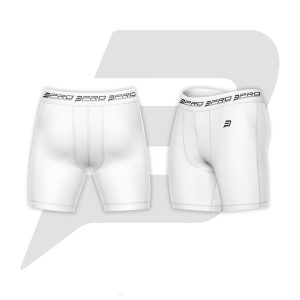 Men Compression Short White Body Both View Custom Men Compression Short White