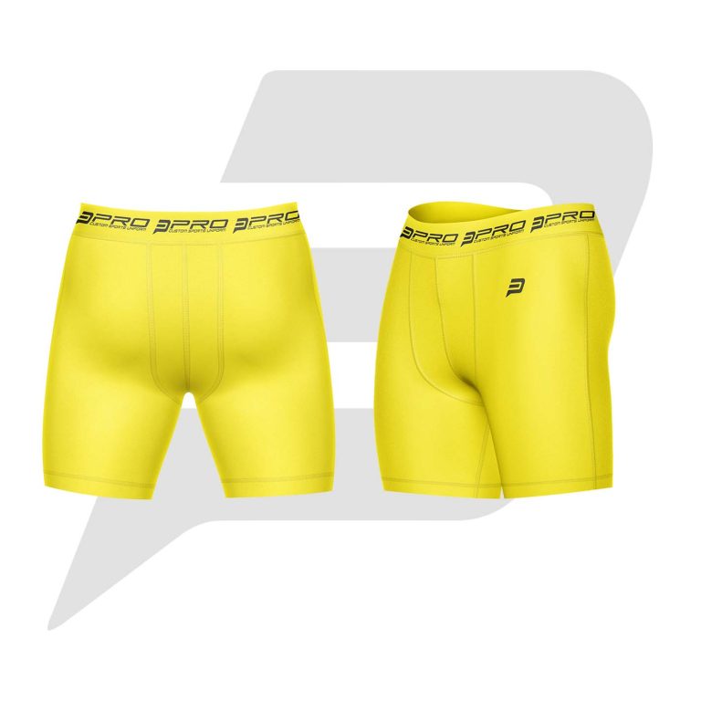 Custom Men Compression Short Yellow Color