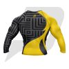 Custom Rash Guard- Compression Shirt Yellow & Black Sublimation Design Full Sleeves