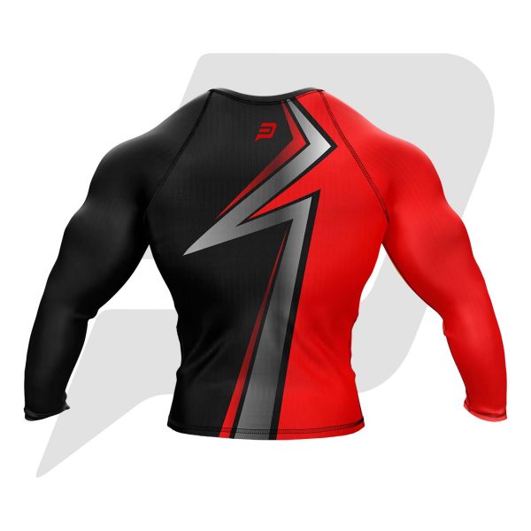 Custom Rash Guard- Compression Shirt Red & Black Sublimation Design Full Sleeves
